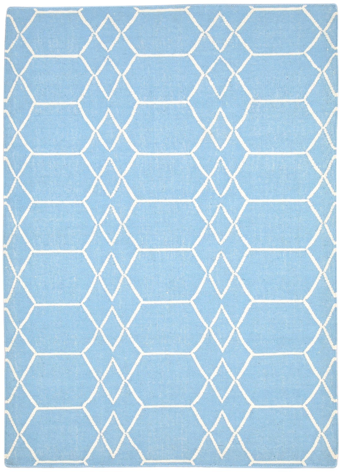 5' X 7' Rug Wool Blue Modern Dhurrie Moroccan Trellis Room Size Carpet   7864461688981