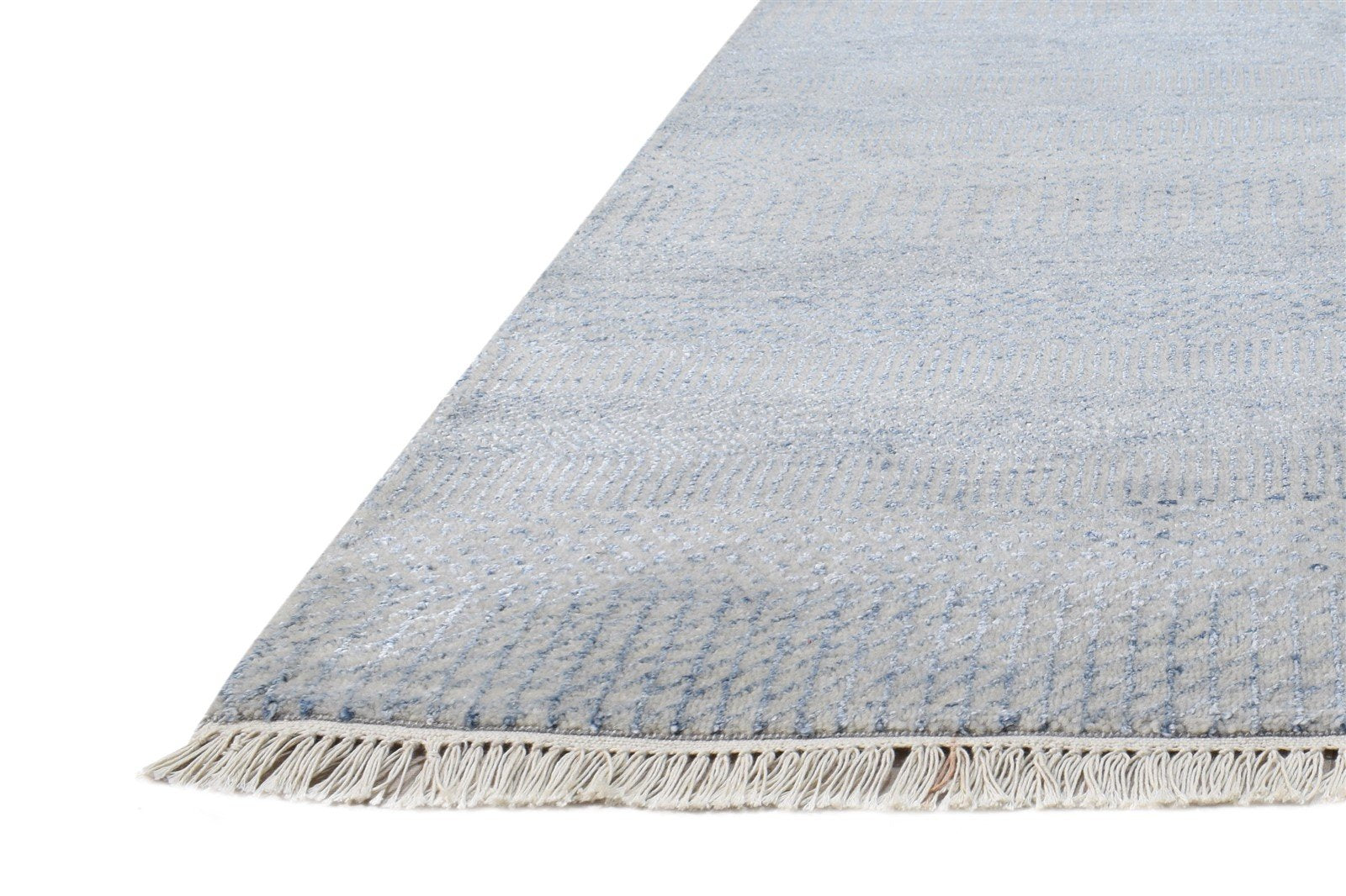 5' X 7' Rug Wool Blue Modern Hand Knotted Agra Grass Trellis Room Size Carpet   7864611471509
