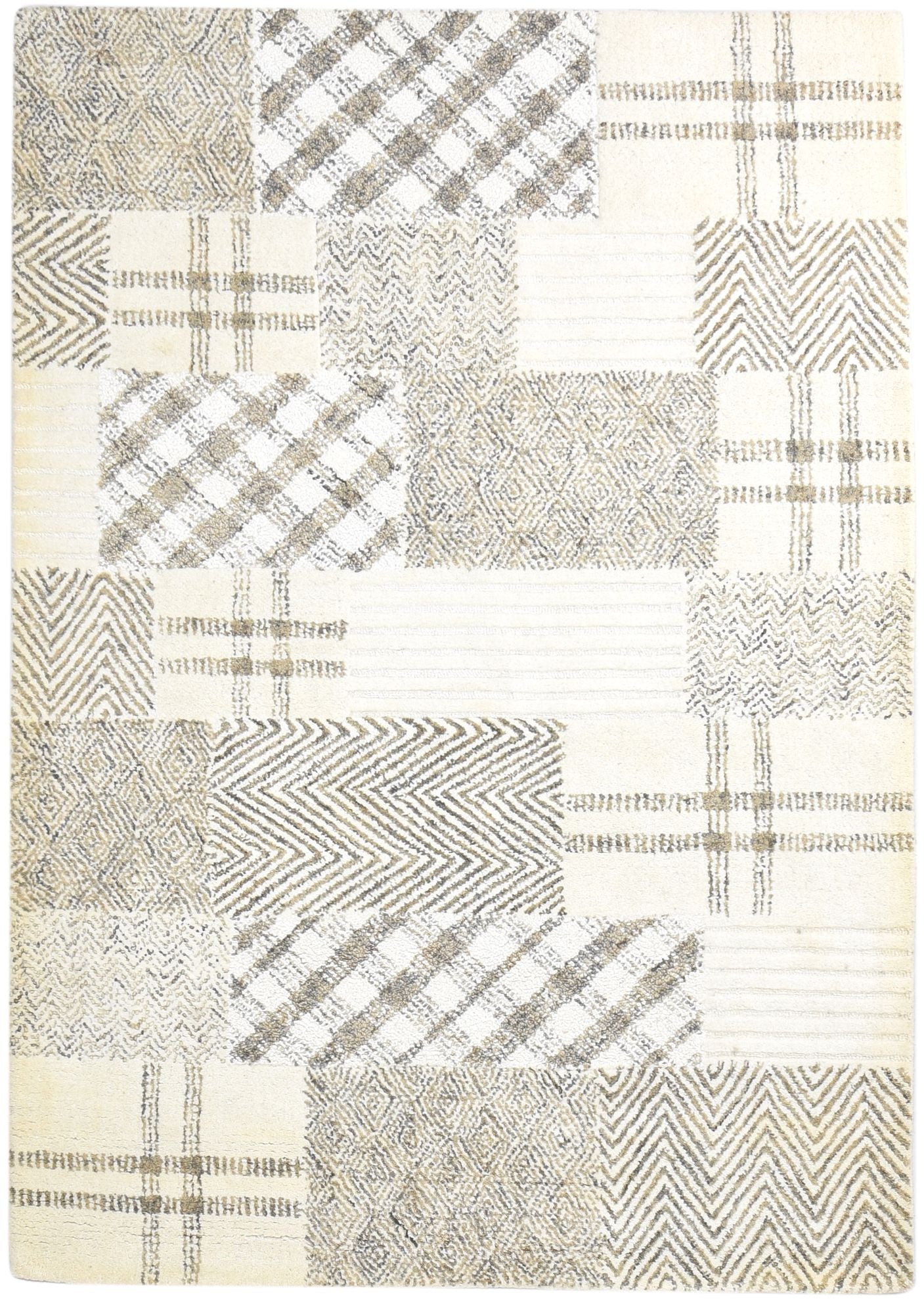 5' X 7' Rug Wool Cream Modern Tufted Scandinavian Abstract Room Size Carpet   7865009406101