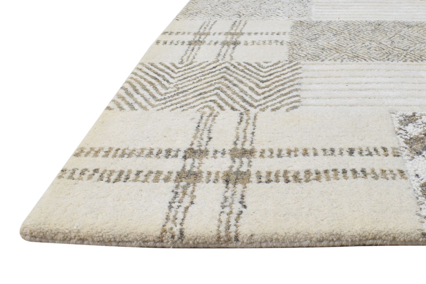 5' X 7' Rug Wool Cream Modern Tufted Scandinavian Abstract Room Size Carpet   7865009406101