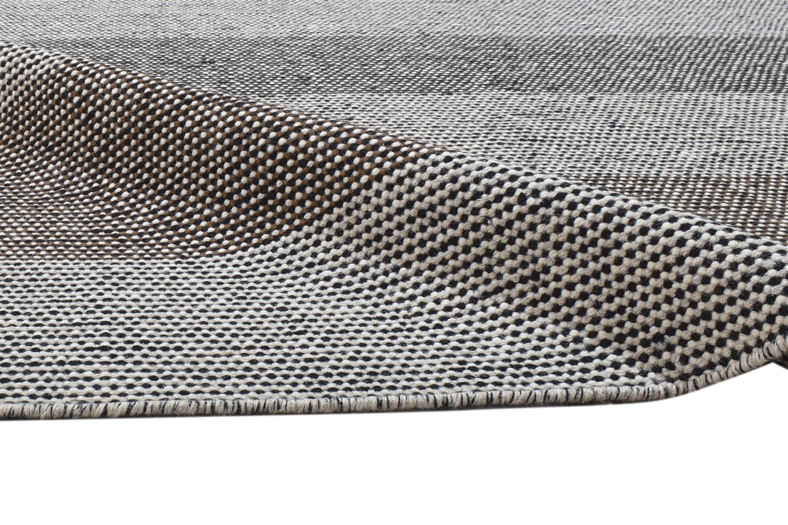 5' X 7' Rug Wool Grey Modern Dhurrie Scandinavian Striped Room Size Carpet   7864151179413