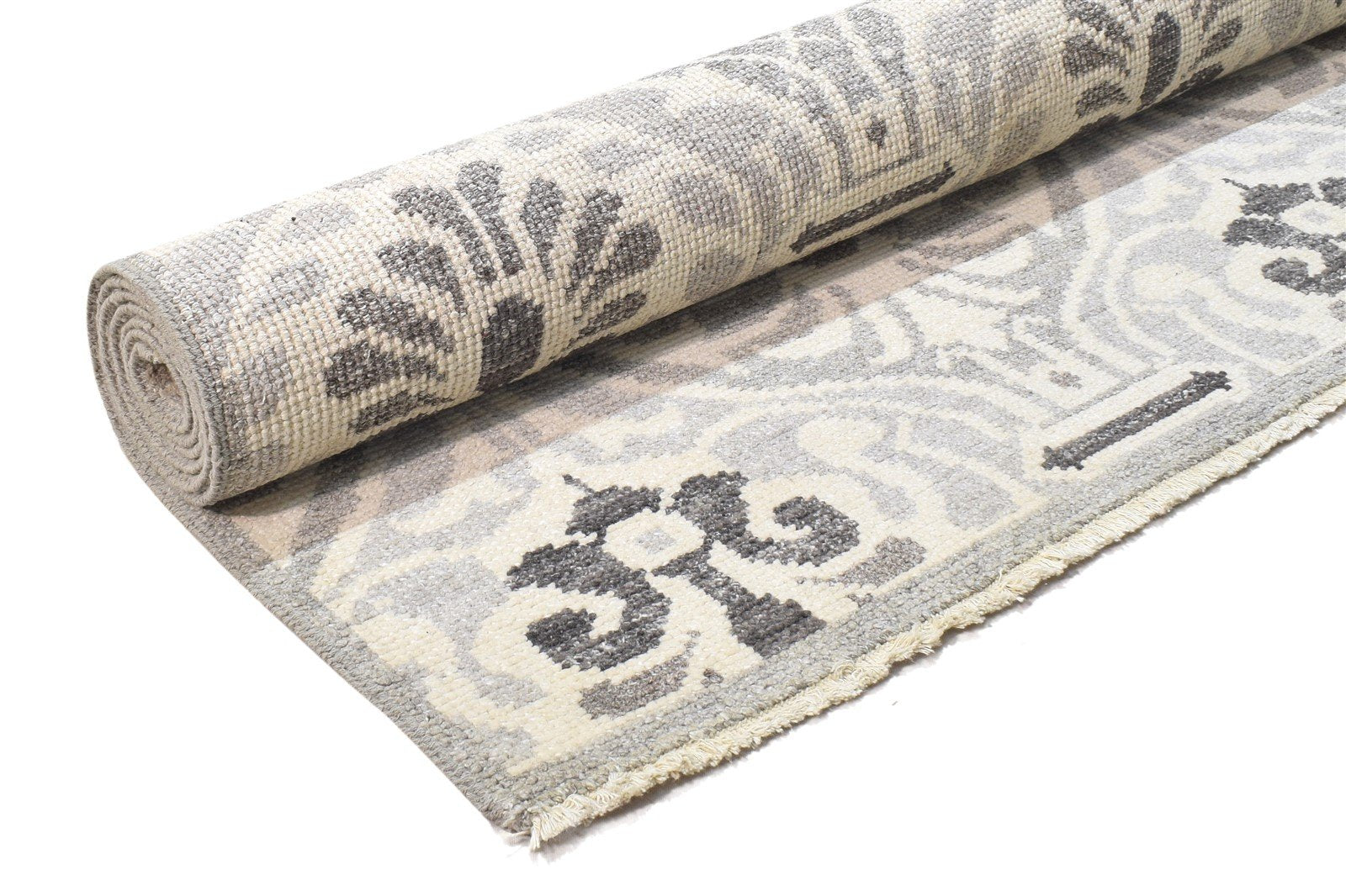 5' X 7' Rug Wool Grey Modern Hand Knotted Moroccan Damask Room Size Carpet   7864513265813