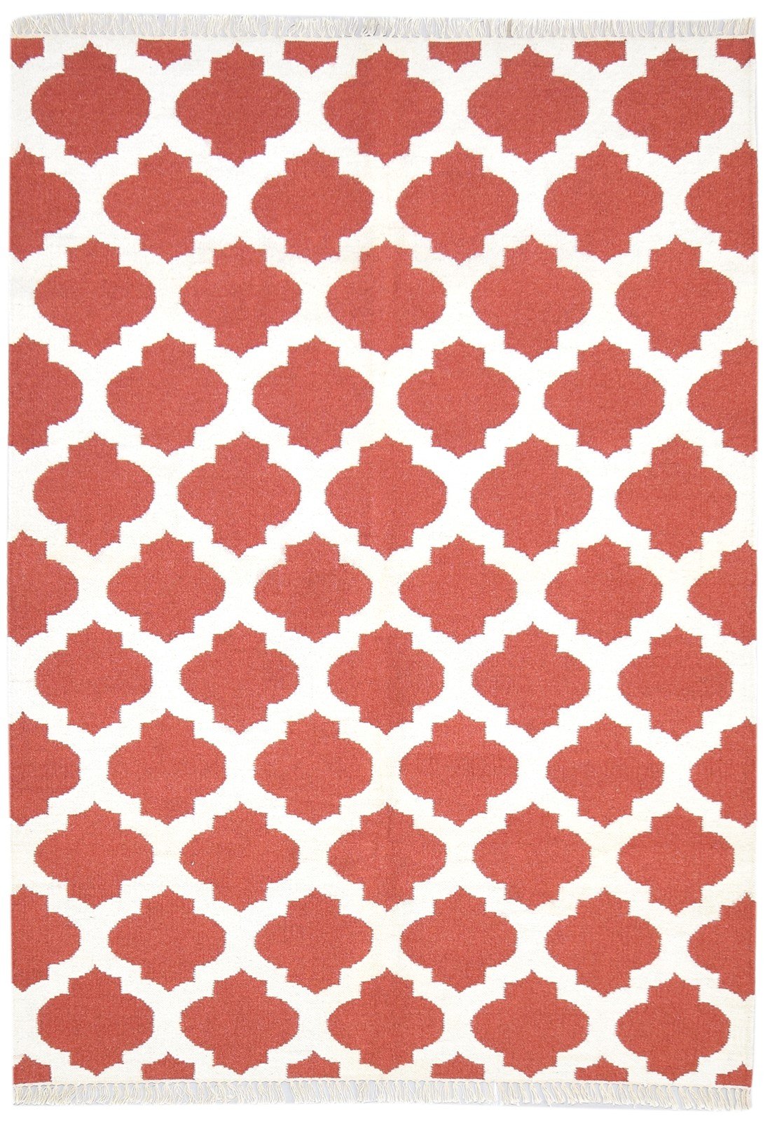 5' X 7' Rug Wool Red Modern Dhurrie Moroccan Trellis Room Size Carpet   7864392581269