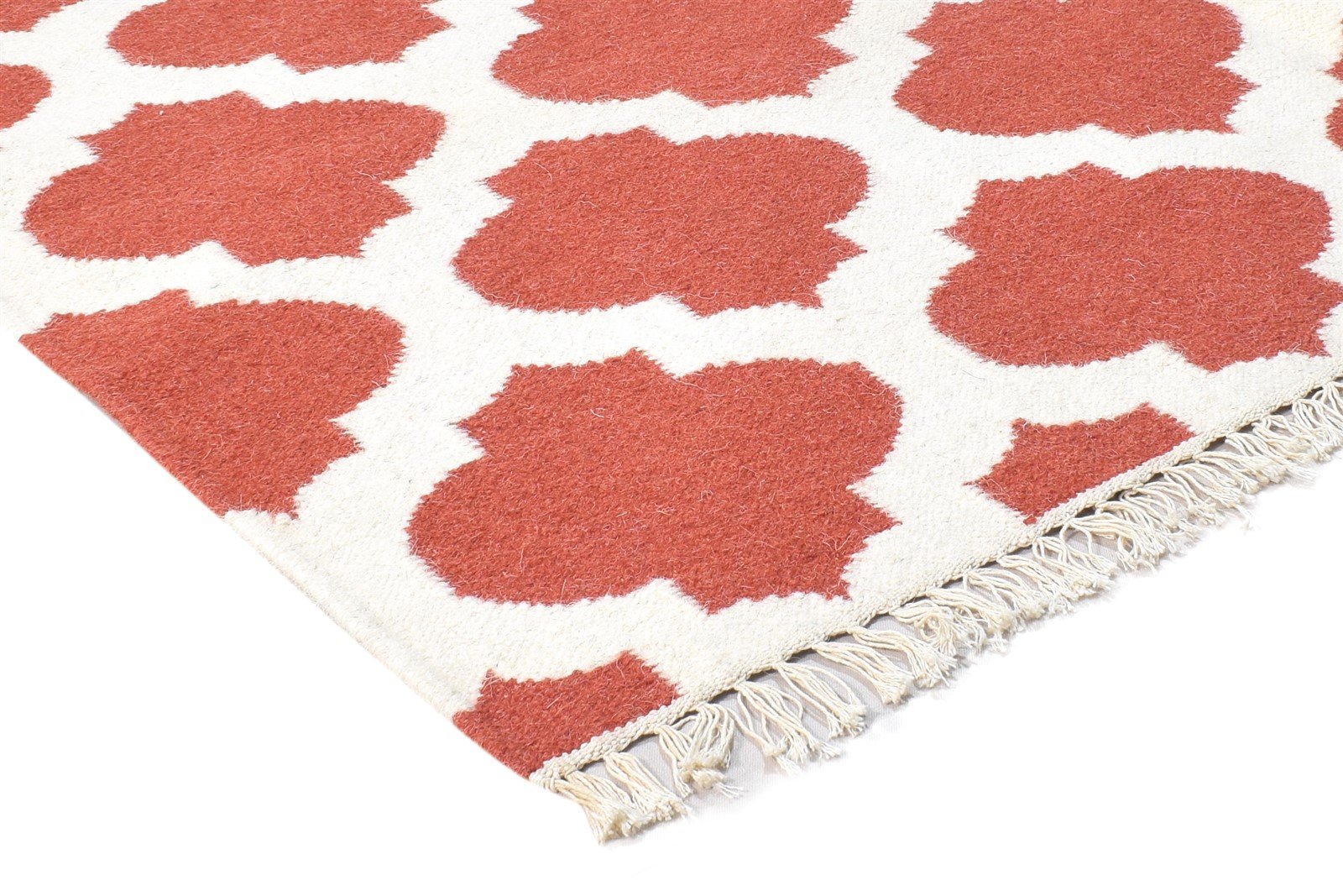 5' X 7' Rug Wool Red Modern Dhurrie Moroccan Trellis Room Size Carpet   7864392581269