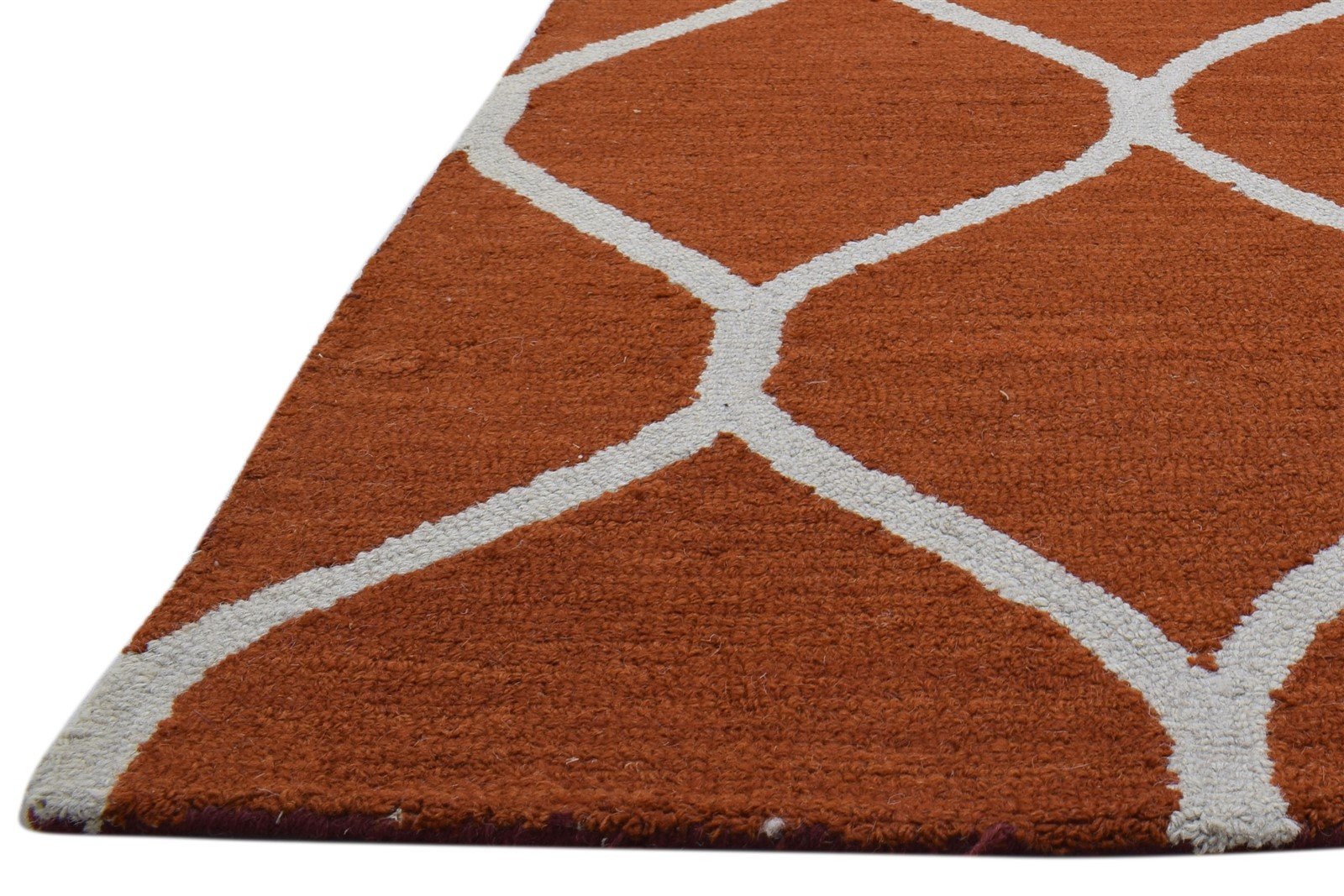 5' X 7' Rug Wool Red Modern Hand Tufted Moroccan Trellis Room Size Carpet   7860706246805