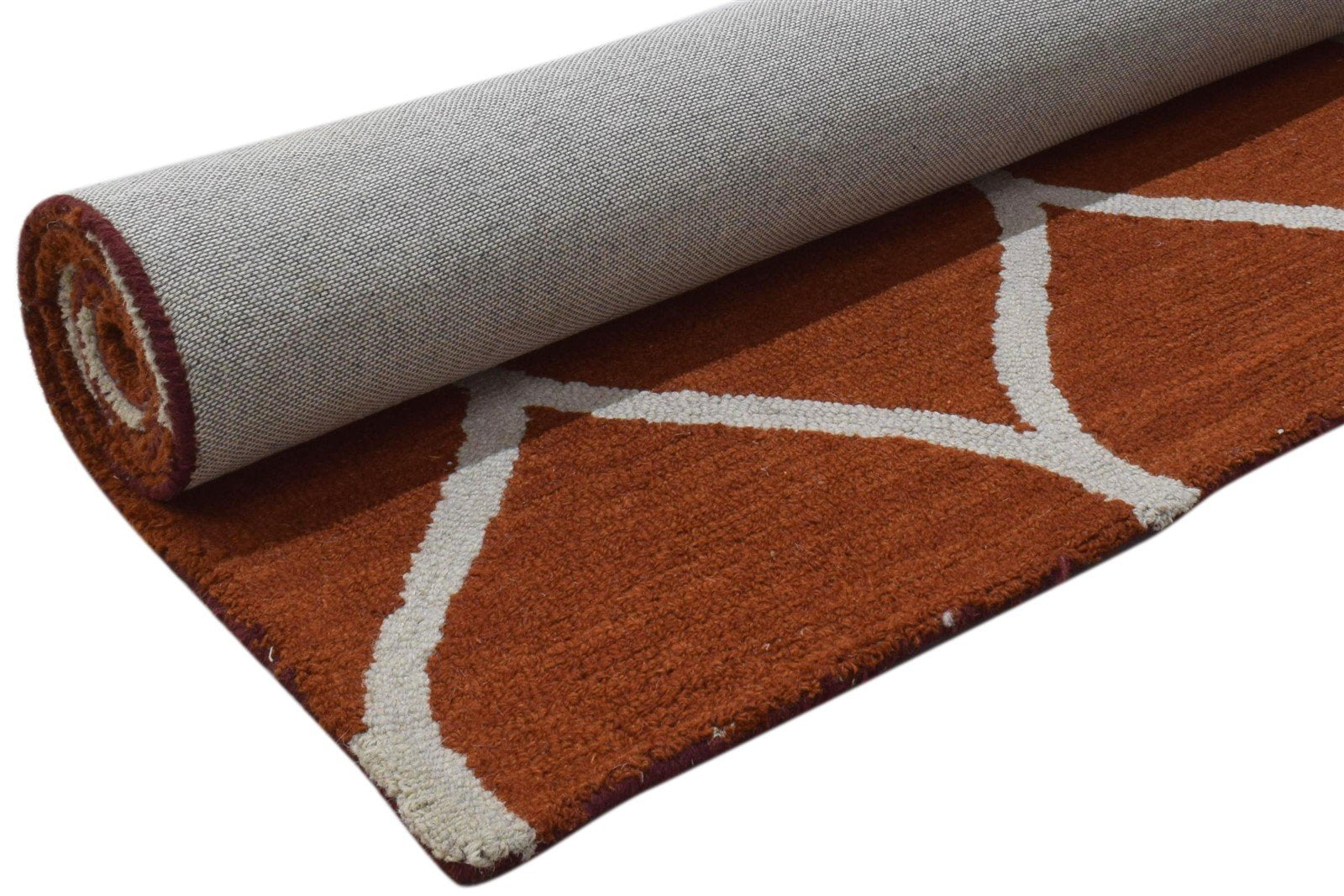 5' X 7' Rug Wool Red Modern Hand Tufted Moroccan Trellis Room Size Carpet   7860706246805
