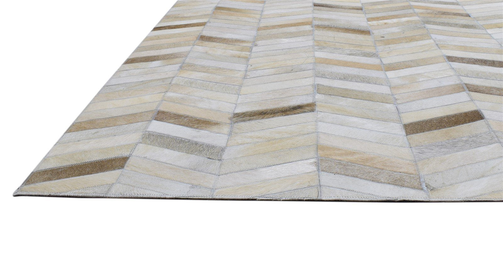 5' X 8' Rug Leather Beige Modern Hand Woven French Chevron Room Size Carpet   7860682948757