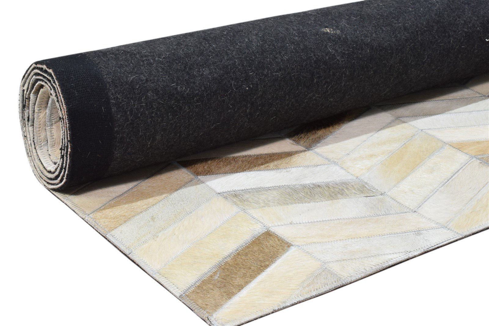 5' X 8' Rug Leather Beige Modern Hand Woven French Chevron Room Size Carpet   7860682948757