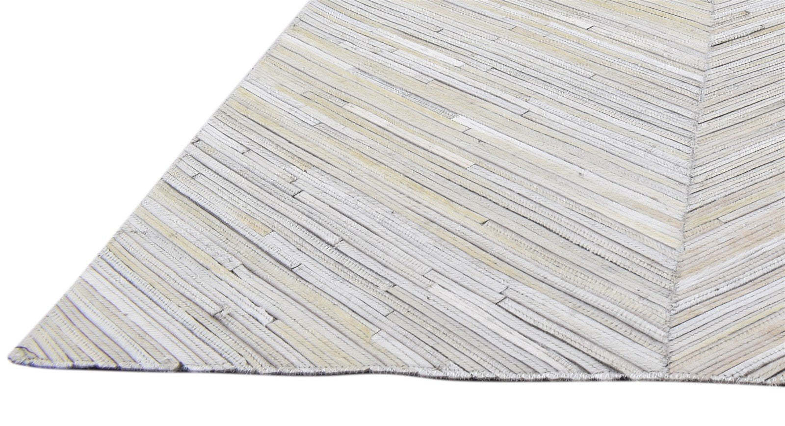 5' X 8' Rug Leather Ivory Modern Hand Woven French Chevron Room Size Carpet   7860683800725
