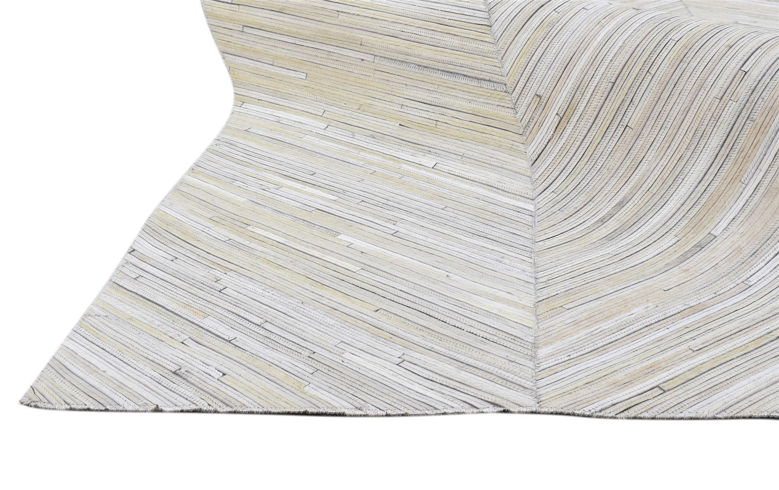 5' X 8' Rug Leather Ivory Modern Hand Woven French Chevron Room Size Carpet   7860683800725
