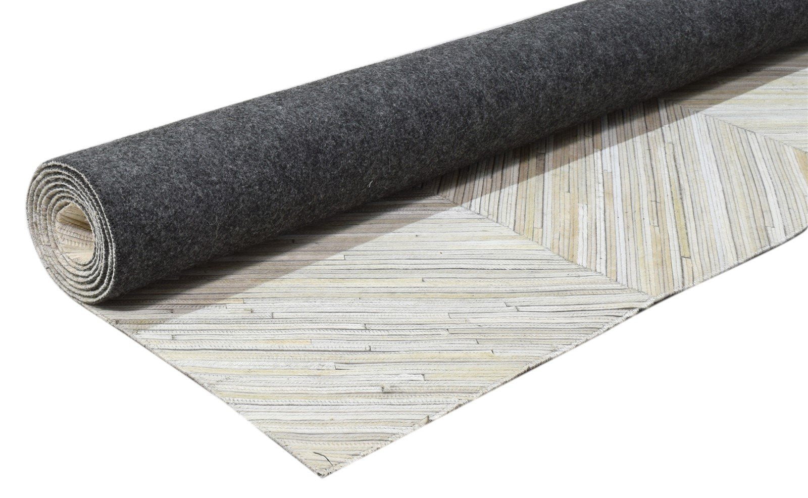 5' X 8' Rug Leather Ivory Modern Hand Woven French Chevron Room Size Carpet   7860683800725