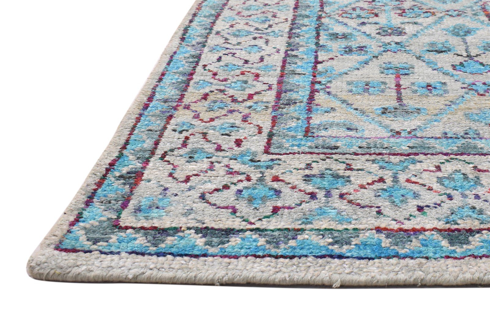5' X 8' Rug Silk Blue Modern Hand Knotted Bohemian Oriental Room Size Carpet   7864097996949