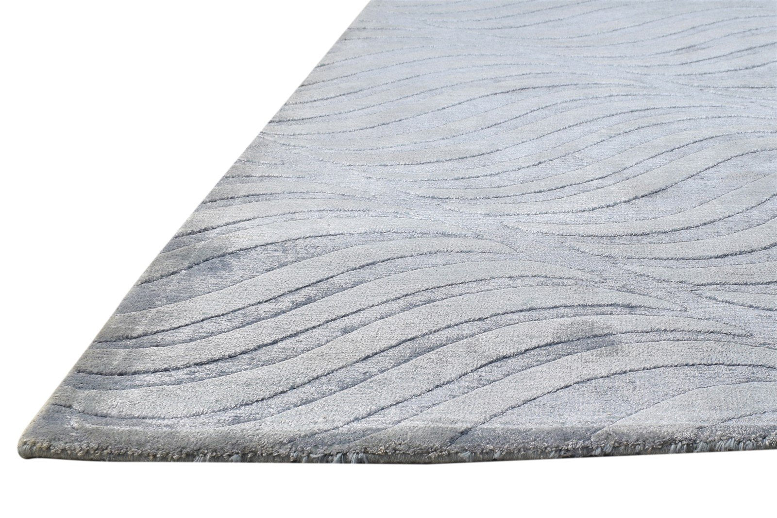 5' X 8' Rug Silk Blue Modern Handloom Scandinavian Swirls Room Size Carpet   7864429412501