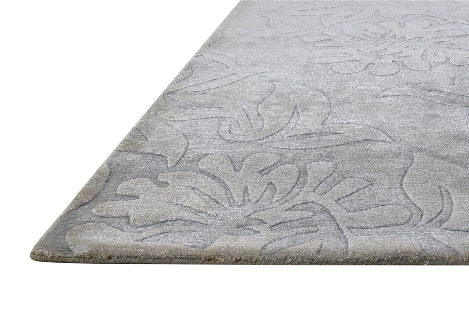 5' X 8' Rug Silk Grey Modern Handloom French Floral Room Size Carpet   7864433836181