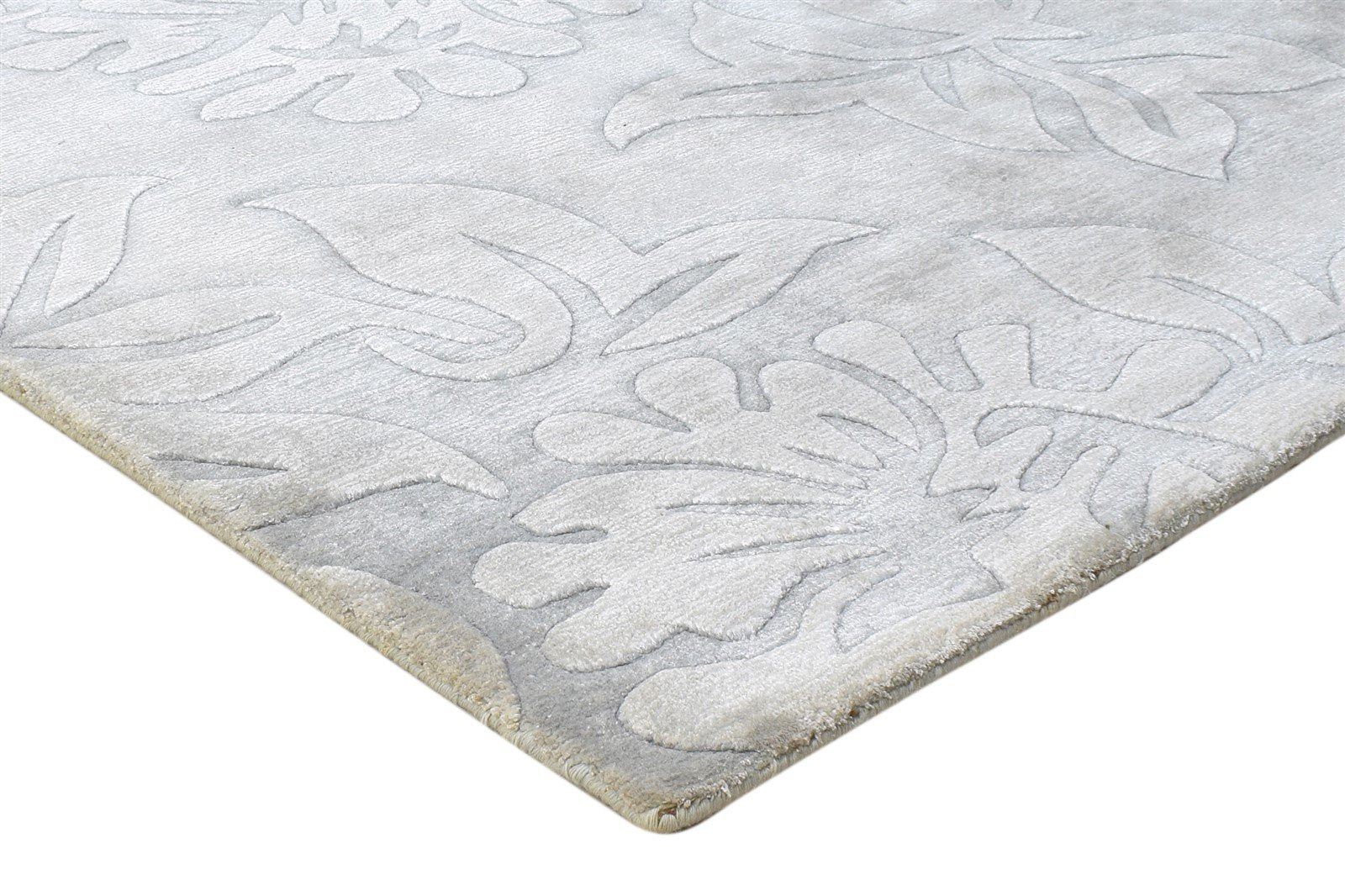 5' X 8' Rug Silk Grey Modern Handloom French Floral Room Size Carpet   7864433836181
