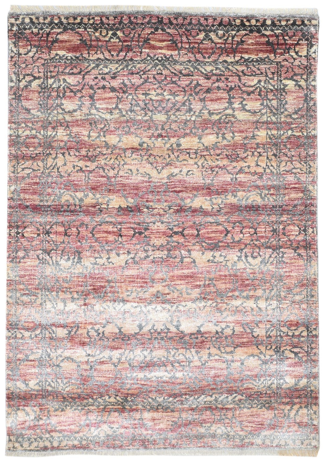 5' X 8' Rug Silk Red Modern Hand Knotted Bohemian Oriental Room Size Carpet   7864099471509