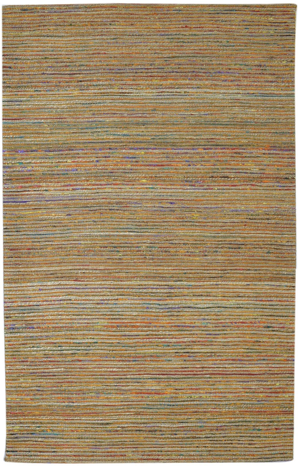 5' X 8' Rug Silk Rust Modern Hand Woven Scandinavian Striped Room Size Carpet   7860679442581