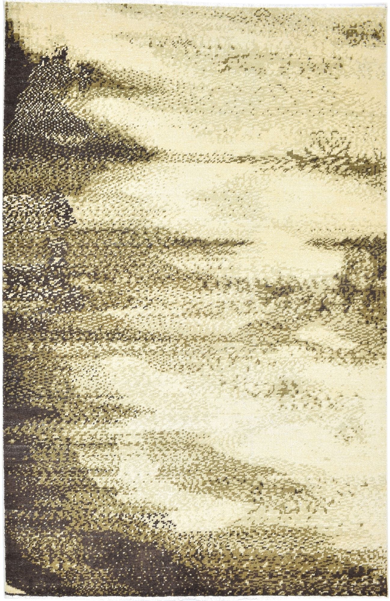 5' X 8' Rug Wool Beige Modern Hand Knotted Indian Galaxy Room Size Carpet   7860678000789