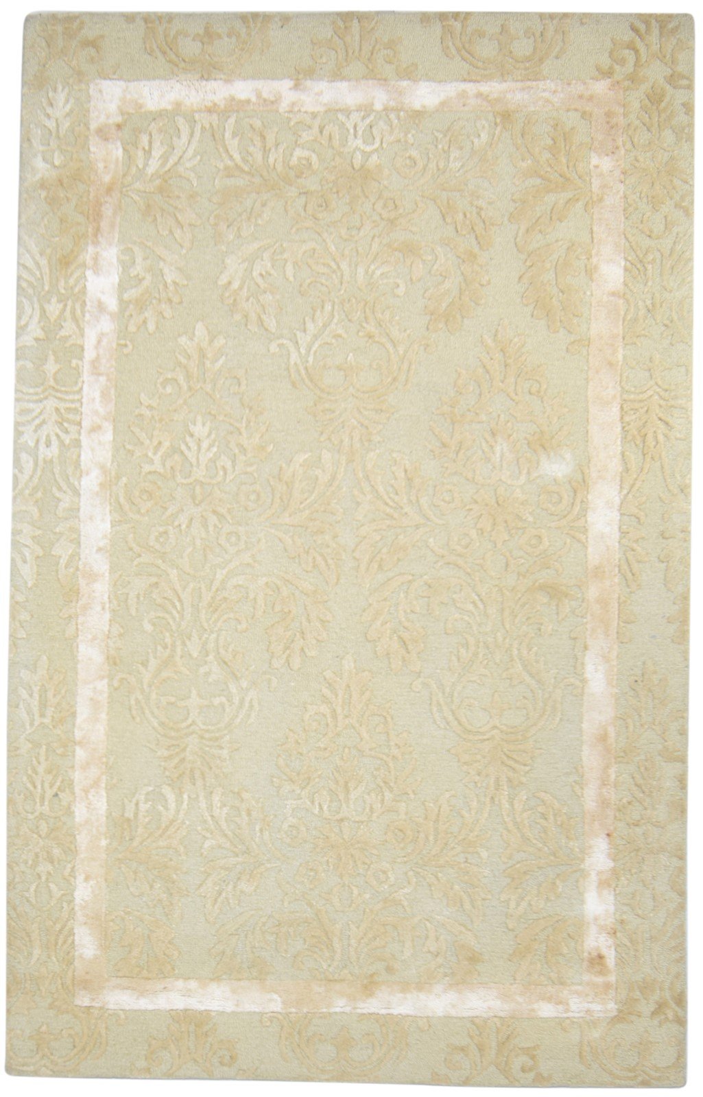 5' X 8' Rug Wool Beige Modern Hand Tufted French Floral Room Size Carpet   7864289165461