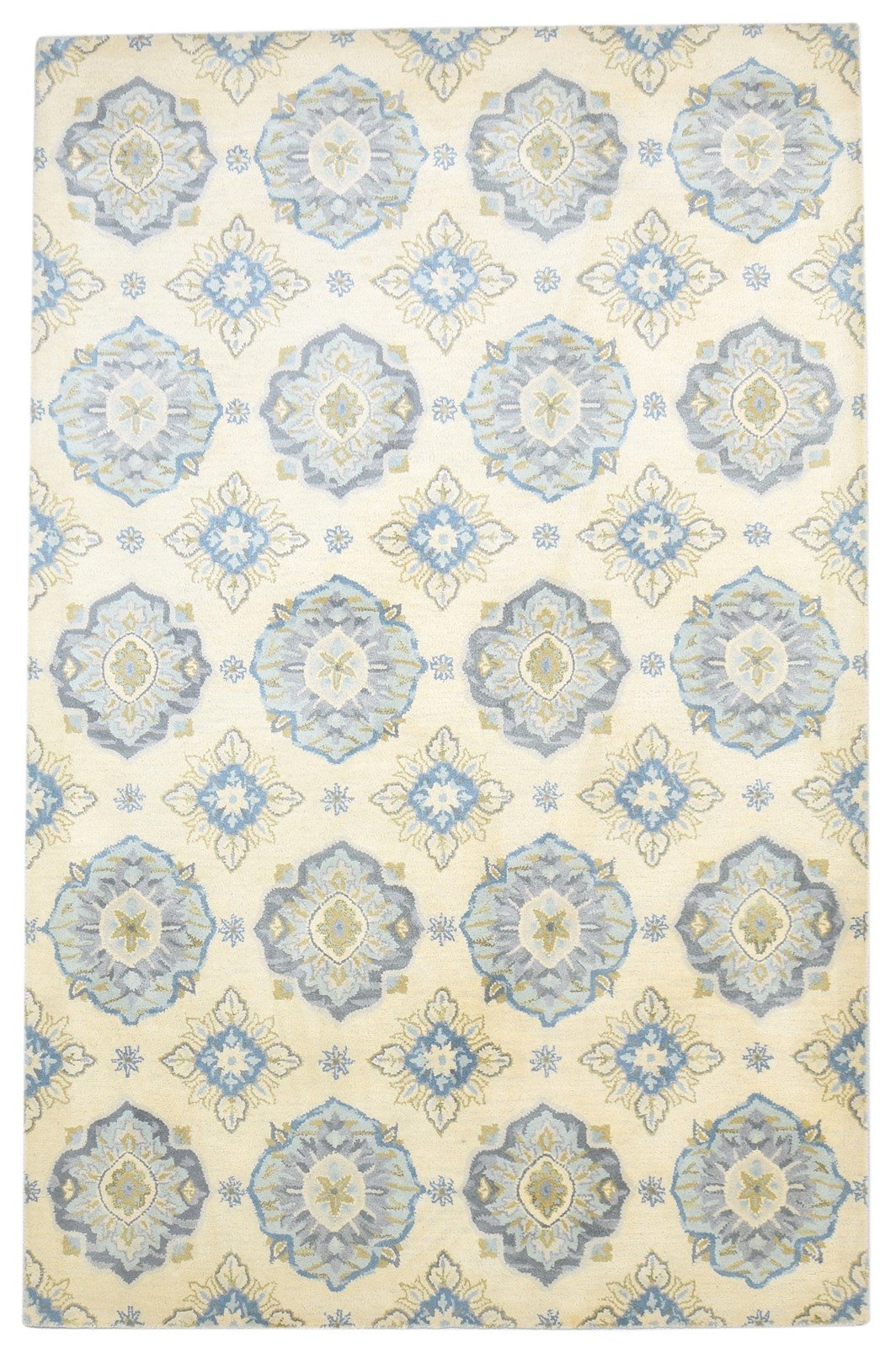 5' X 8' Rug Wool Beige Modern Hand Tufted French Trellis Room Size Carpet   7864330125461