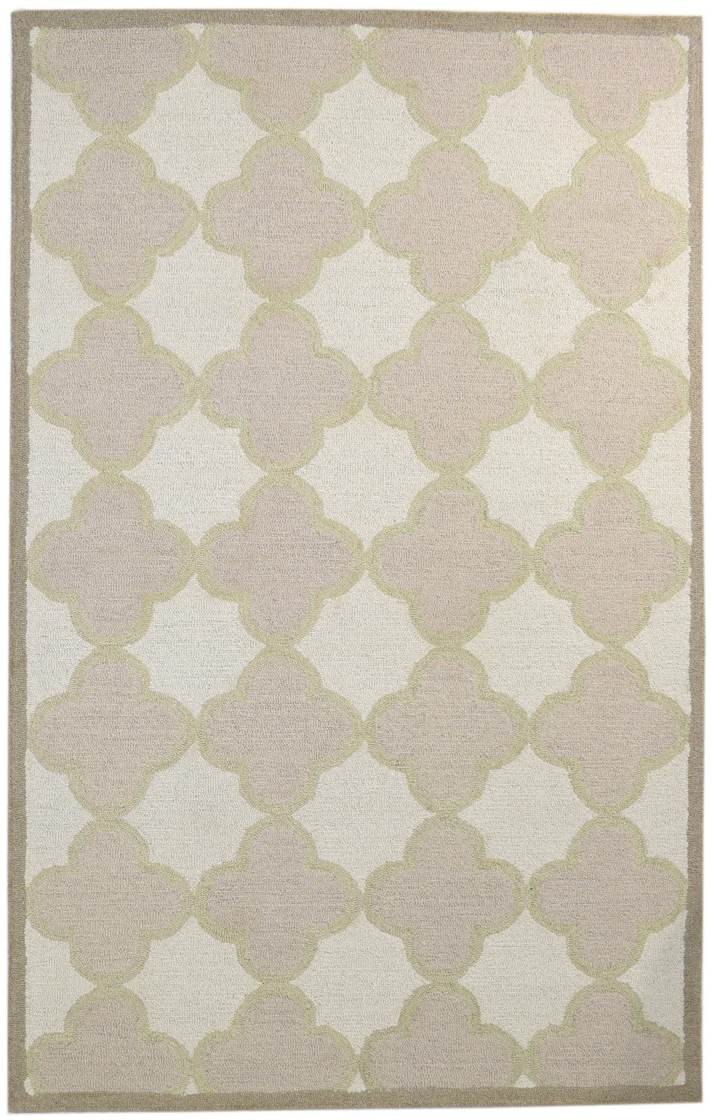 5' X 8' Rug Wool Beige Modern Hand Tufted Moroccan Trellis Room Size Carpet   7860685242517