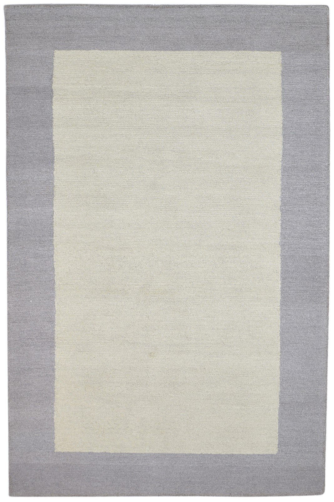 5' X 8' Rug Wool Beige Modern Hand Tufted Scandinavian Bordered Room Size Carpet   7864096948373