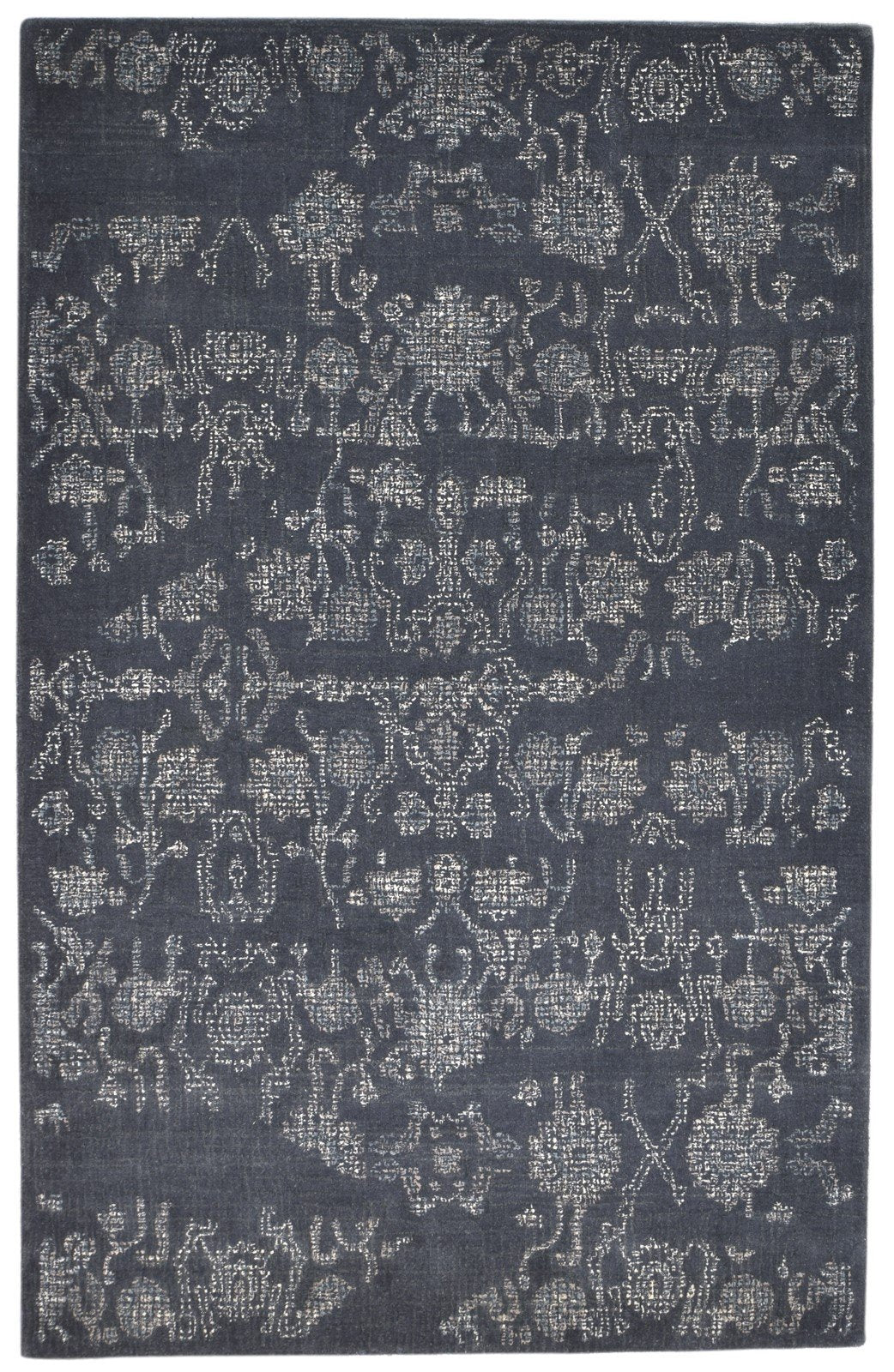 5' X 8' Rug Wool Black Erased Hand Tufted Oushak Floral Room Size Carpet   7864095408277