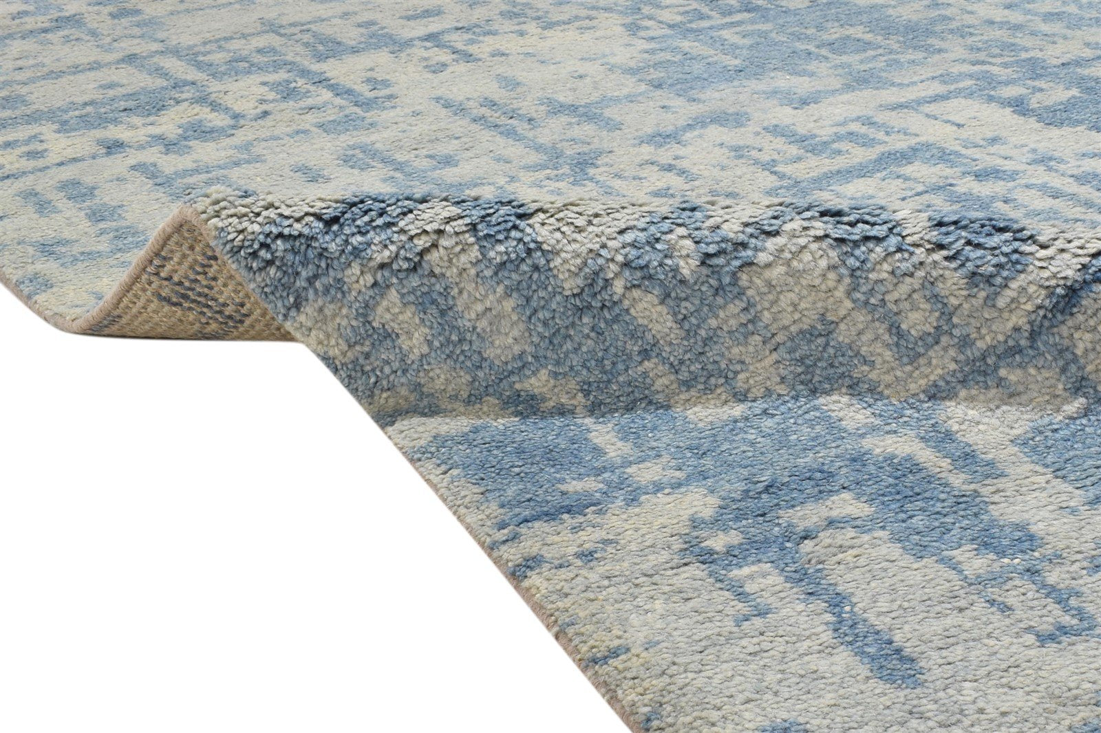 5' X 8' Rug Wool Blue Modern Hand Knotted Scandinavian Abstract Room Size Carpet   7864512348309
