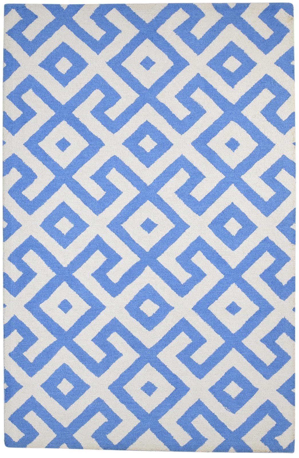 5' X 8' Rug Wool Blue Modern Hand Tufted Indian Geometric Room Size Carpet   7864273928341