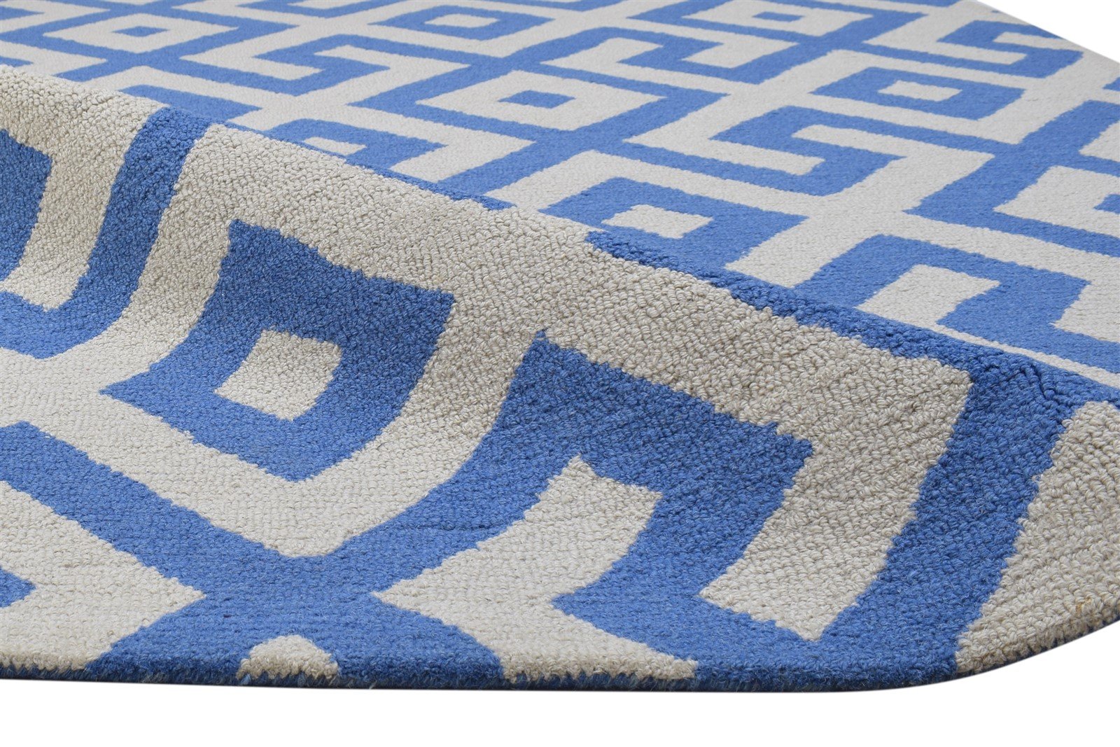 5' X 8' Rug Wool Blue Modern Hand Tufted Indian Geometric Room Size Carpet   7864273928341