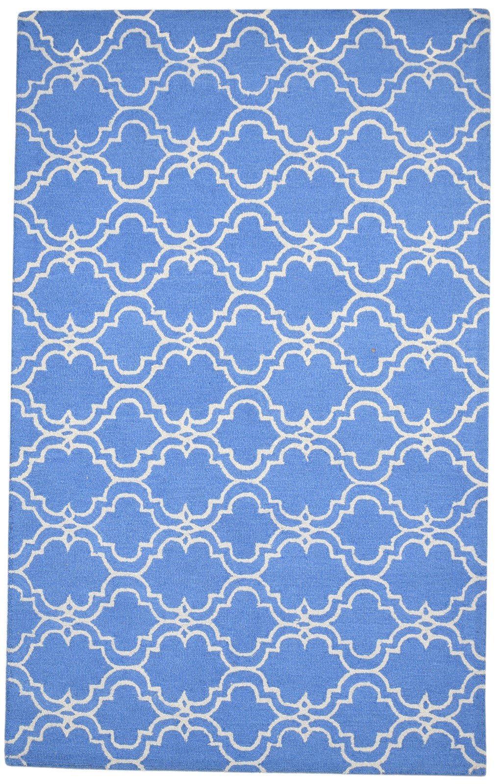 5' X 8' Rug Wool Blue Modern Hand Tufted Moroccan Trellis Room Size Carpet   7864249614485
