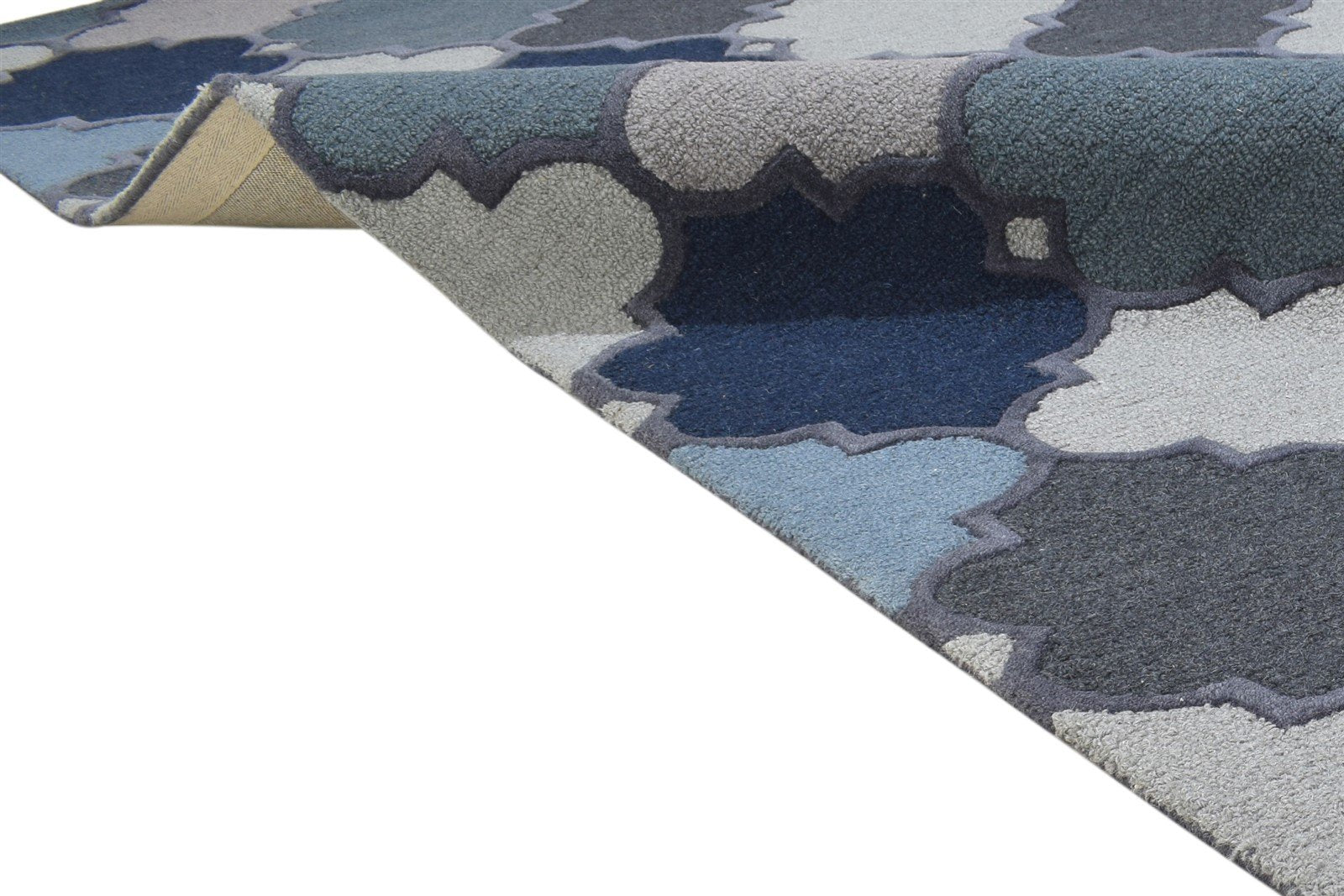 5' X 8' Rug Wool Blue Modern Hand Tufted Moroccan Trellis Room Size Carpet   7864261345429