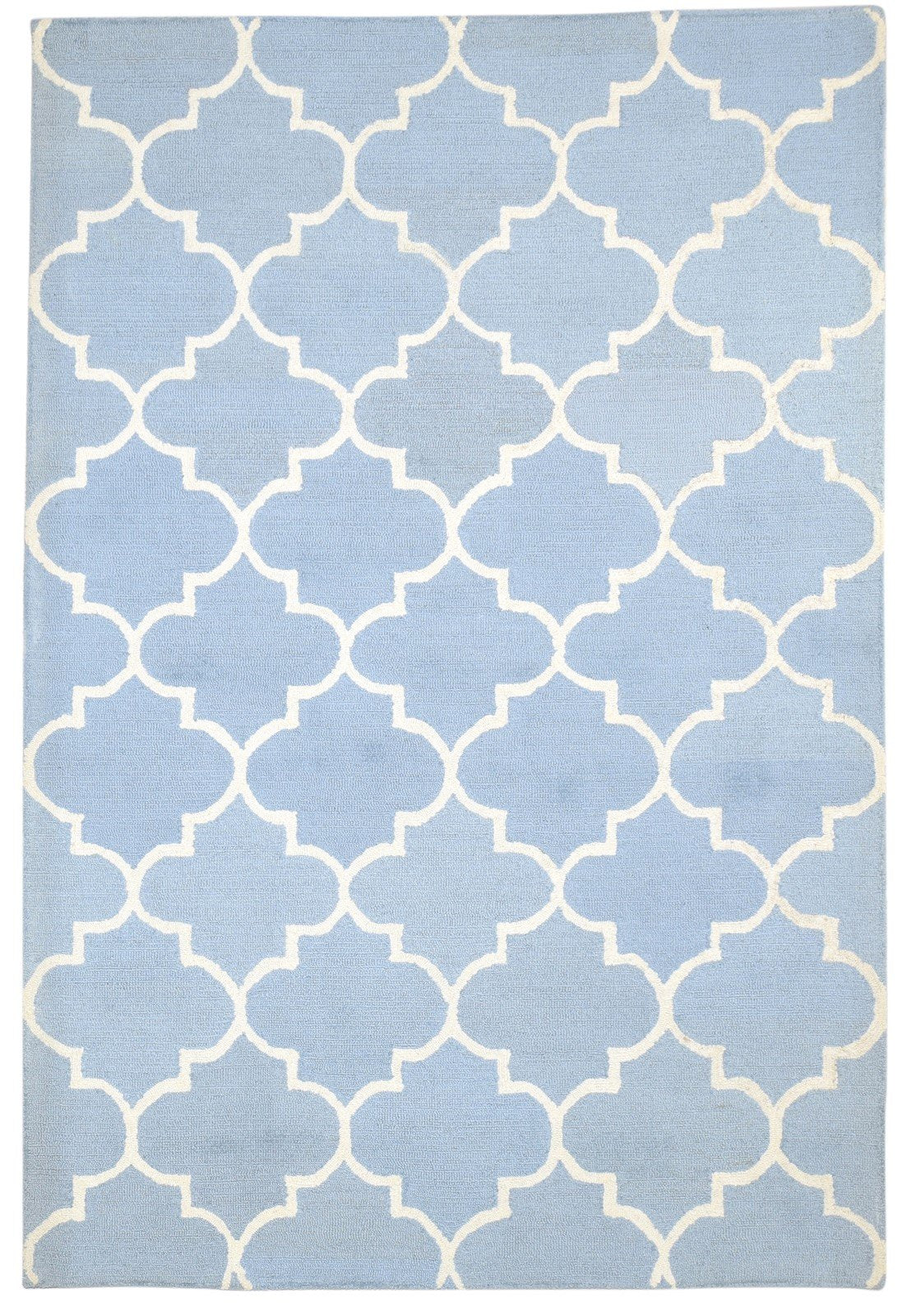 5' X 8' Rug Wool Blue Modern Hand Tufted Moroccan Trellis Room Size Carpet   7864276091029
