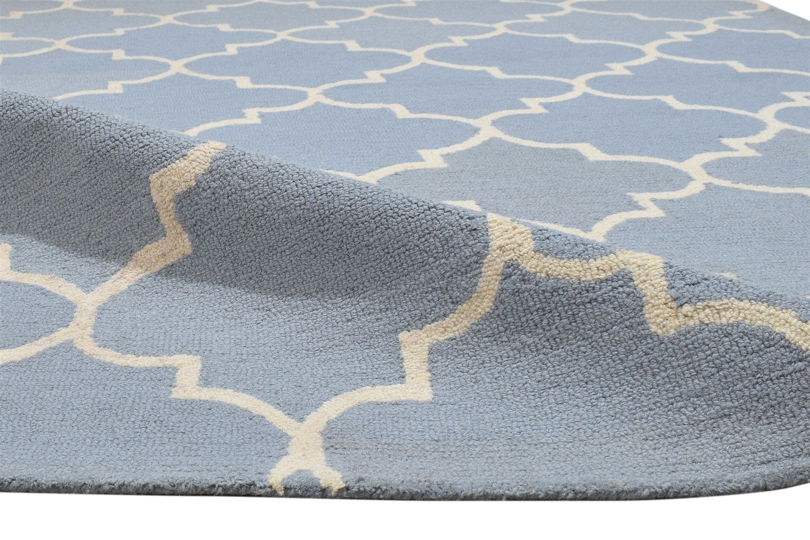 5' X 8' Rug Wool Blue Modern Hand Tufted Moroccan Trellis Room Size Carpet   7864276091029
