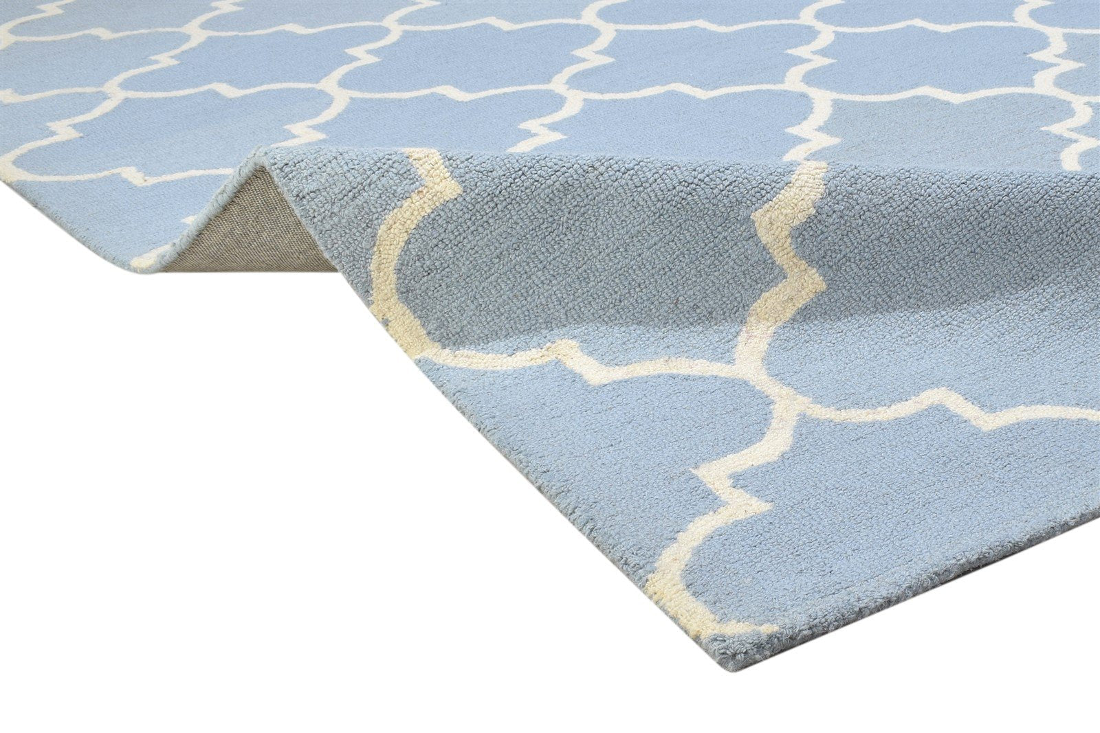 5' X 8' Rug Wool Blue Modern Hand Tufted Moroccan Trellis Room Size Carpet   7864276091029