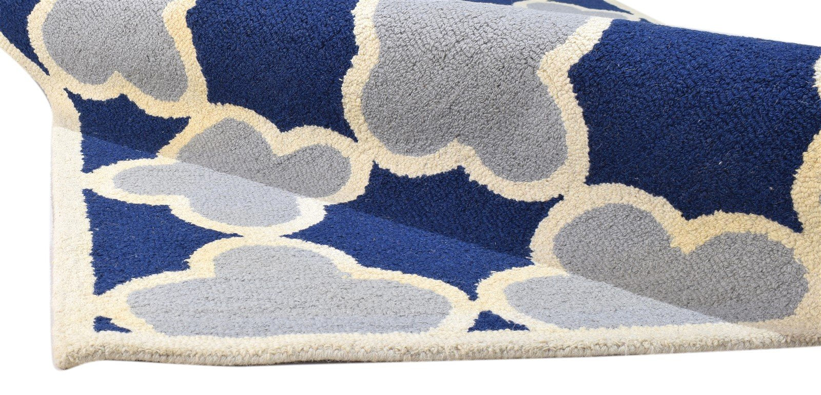 Cortney 5' X 8' Rug Wool Blue Modern Hand Tufted Moroccan Trellis   7860684849301