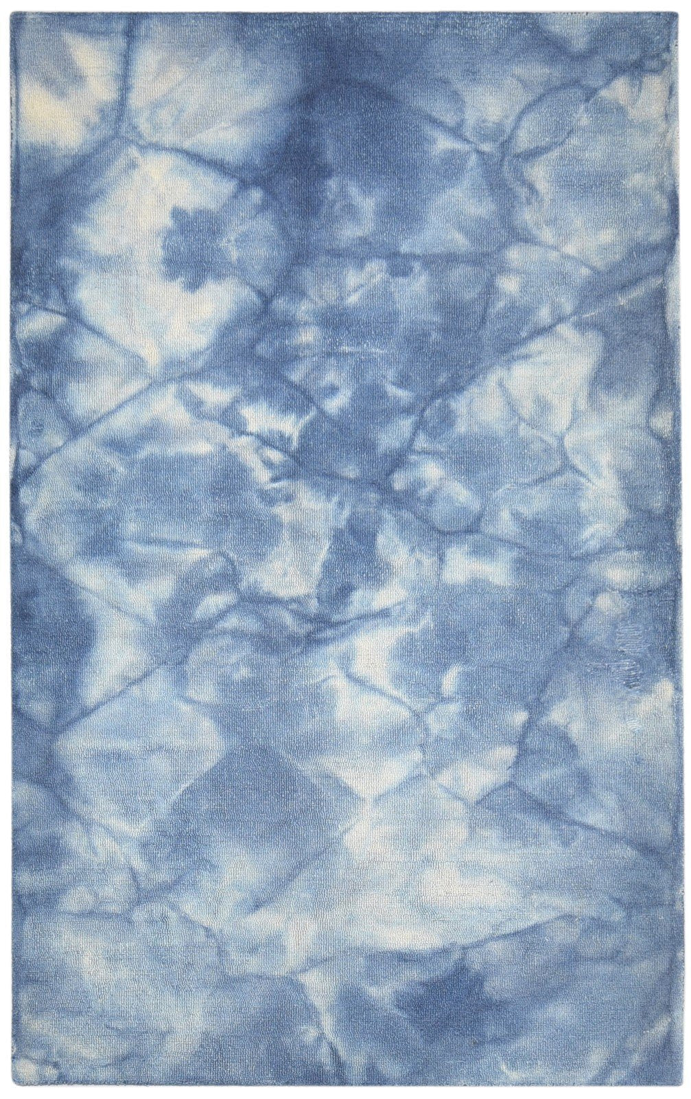 5' X 8' Rug Wool Blue Modern Hand Tufted Shibori Tie Dye Room Size Carpet   7865200050325
