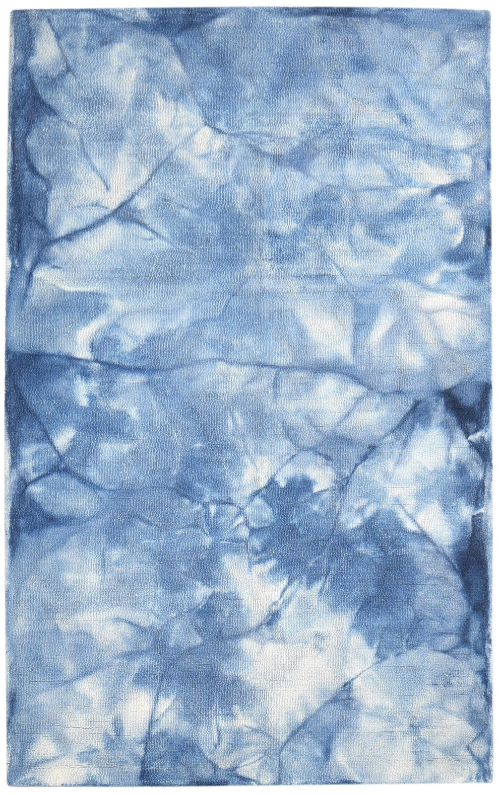 5' X 8' Rug Wool Blue Modern Hand Tufted Shibori Tie Dye Room Size Carpet   7865203490965