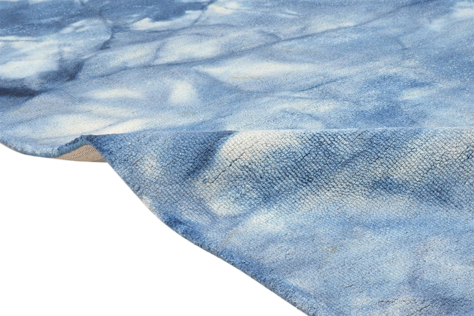 5' X 8' Rug Wool Blue Modern Hand Tufted Shibori Tie Dye Room Size Carpet   7865203490965