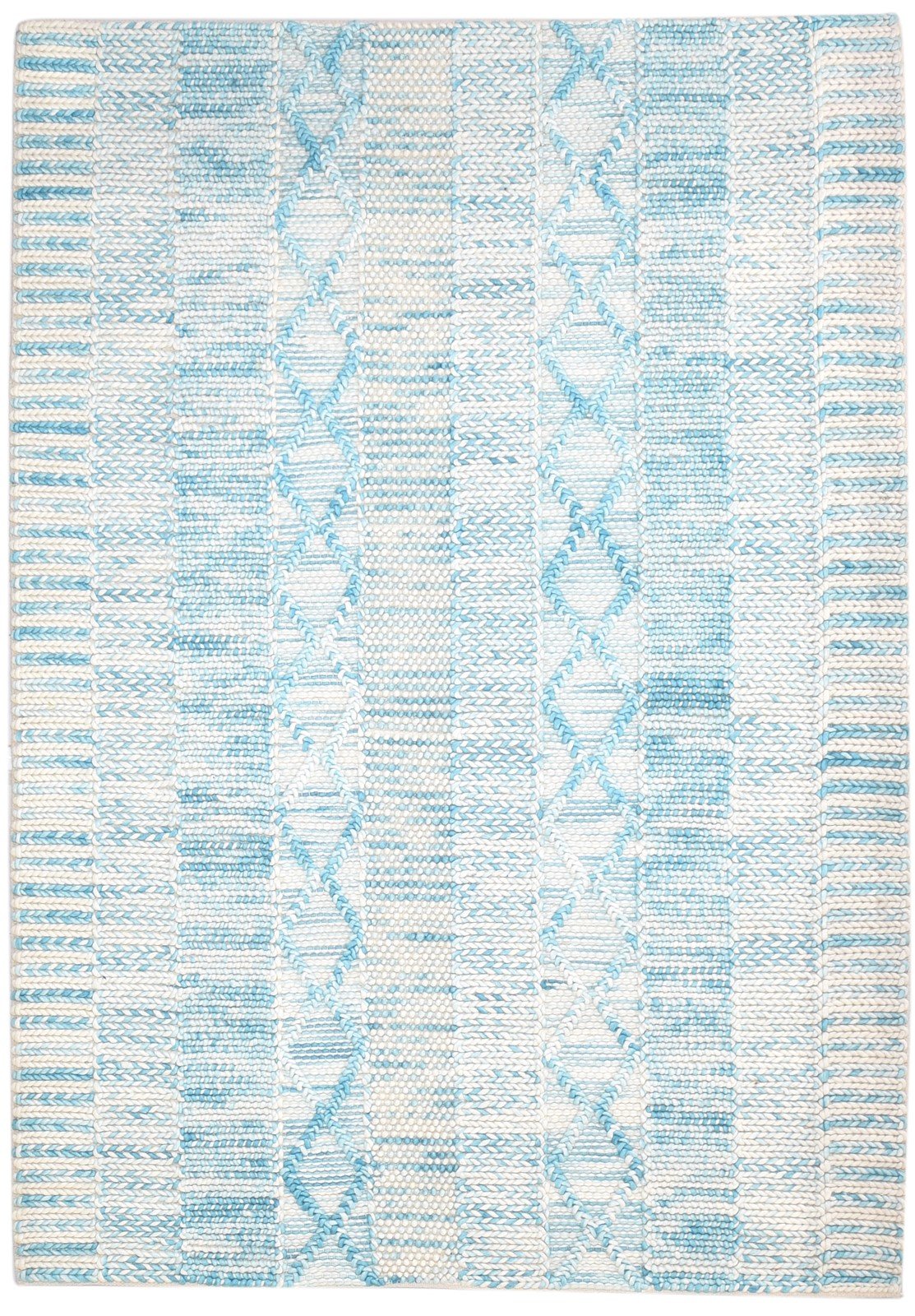 5' X 8' Rug Wool Blue Modern Hand Woven Scandinavian Abstract Room Size Carpet   7865007603861