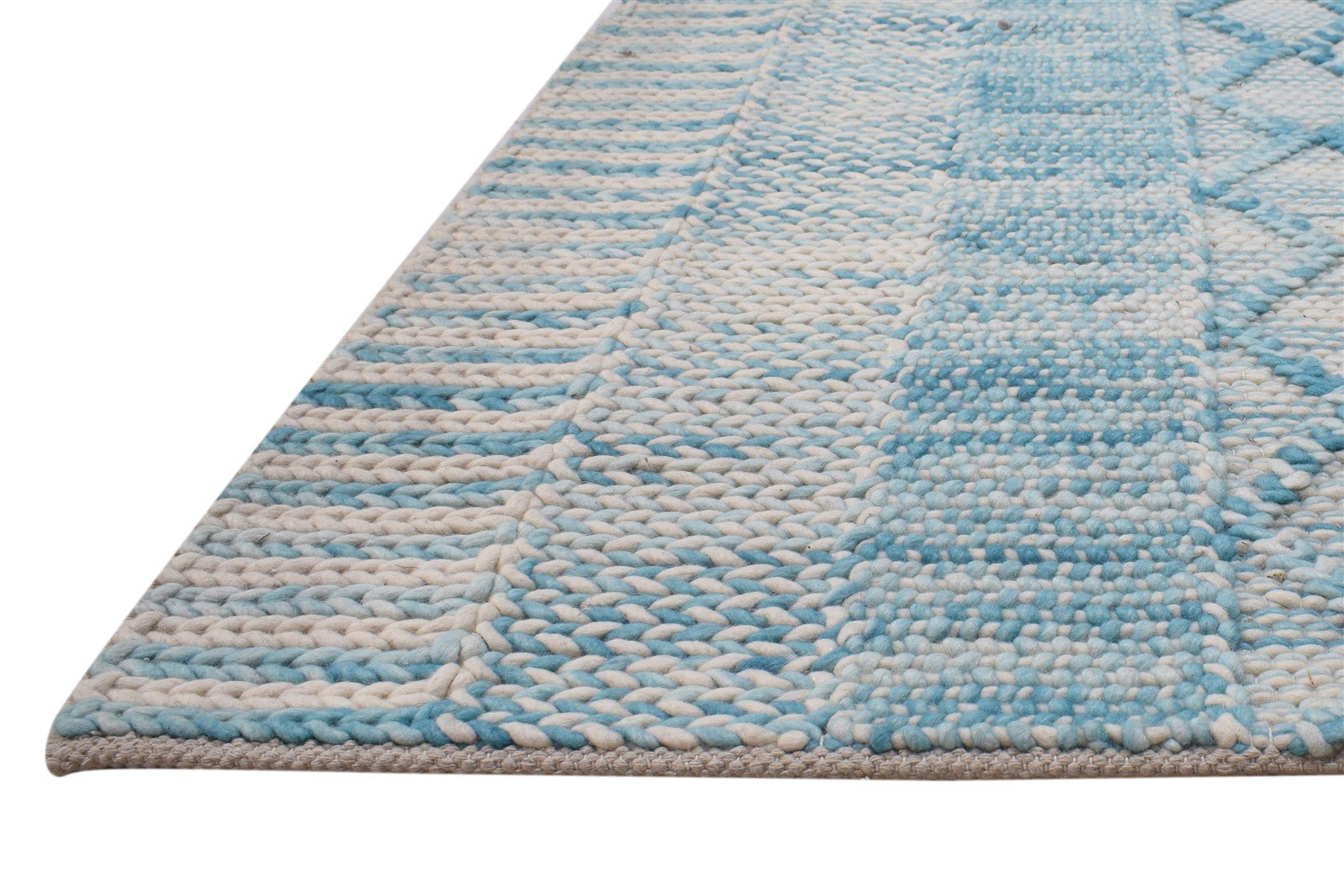 5' X 8' Rug Wool Blue Modern Hand Woven Scandinavian Abstract Room Size Carpet   7865007603861