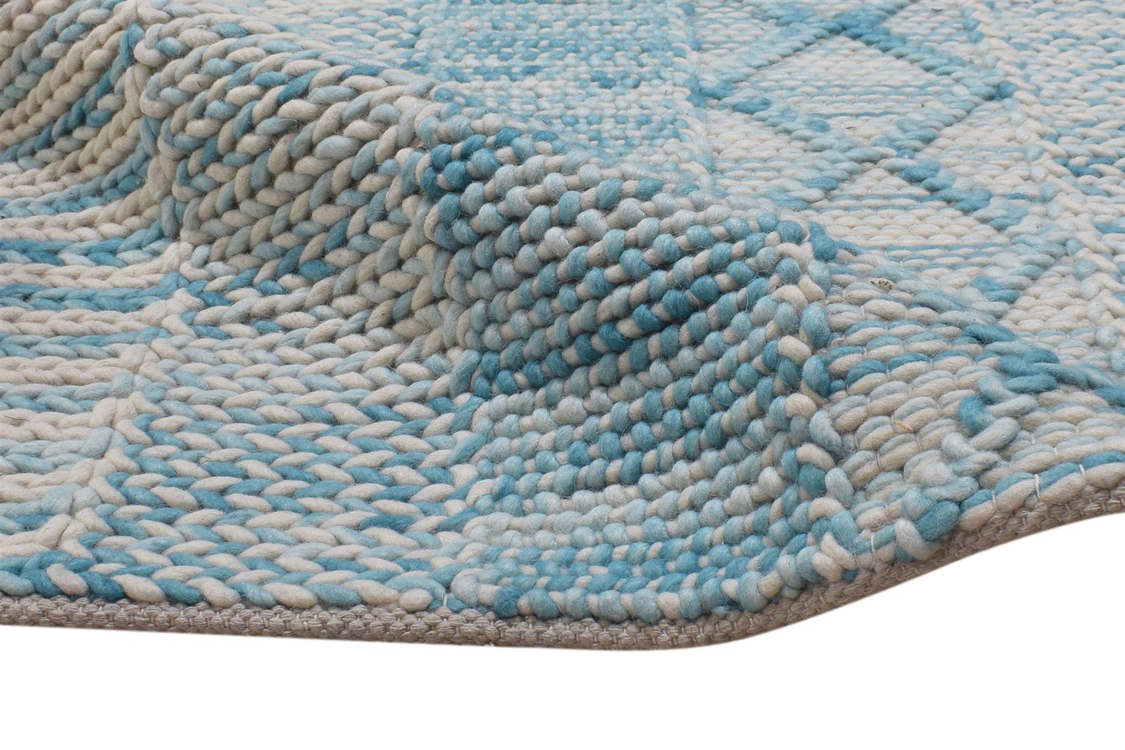 5' X 8' Rug Wool Blue Modern Hand Woven Scandinavian Abstract Room Size Carpet   7865007603861