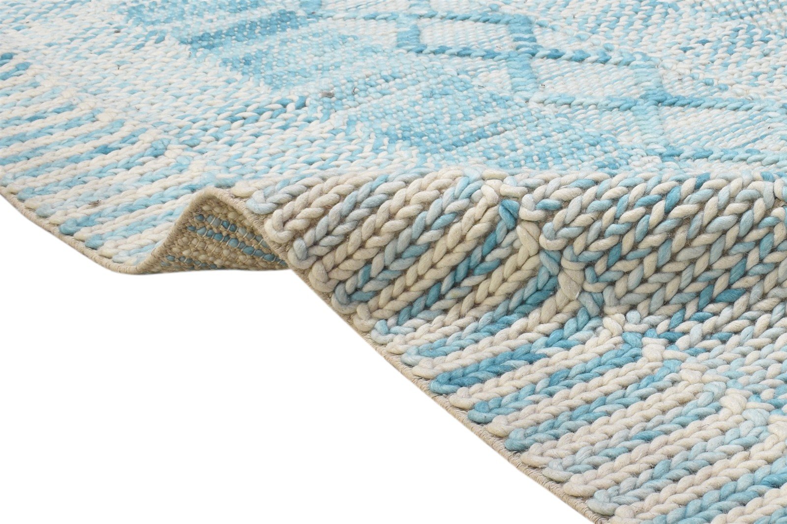 5' X 8' Rug Wool Blue Modern Hand Woven Scandinavian Abstract Room Size Carpet   7865007603861