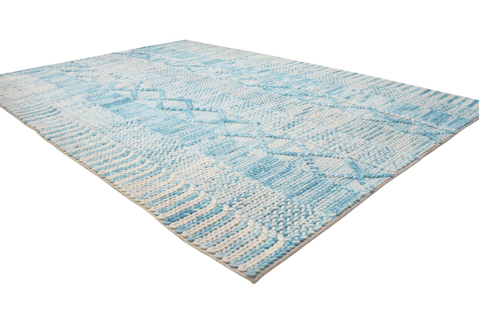5' X 8' Rug Wool Blue Modern Hand Woven Scandinavian Abstract Room Size Carpet   7865007603861