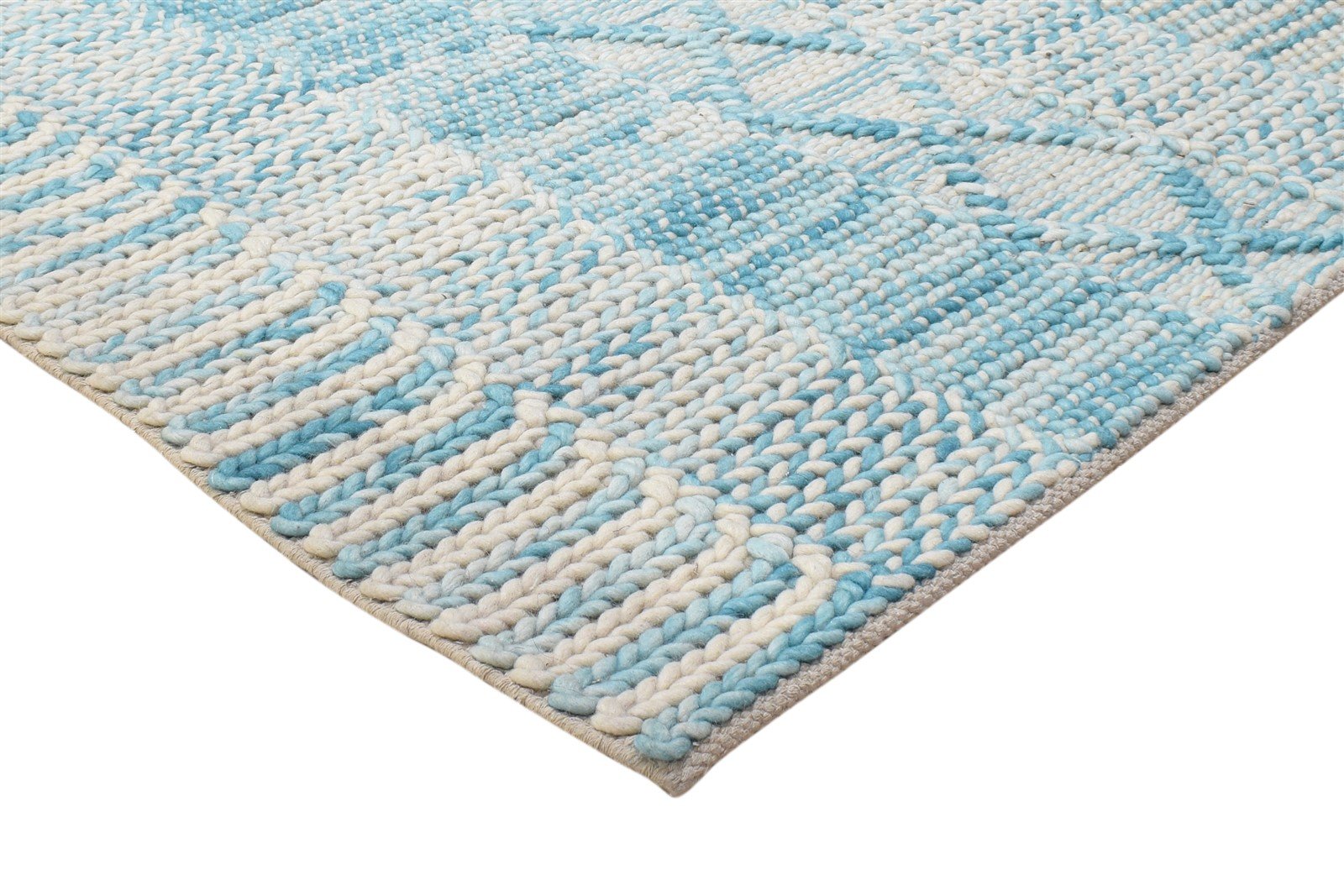 5' X 8' Rug Wool Blue Modern Hand Woven Scandinavian Abstract Room Size Carpet   7865007603861