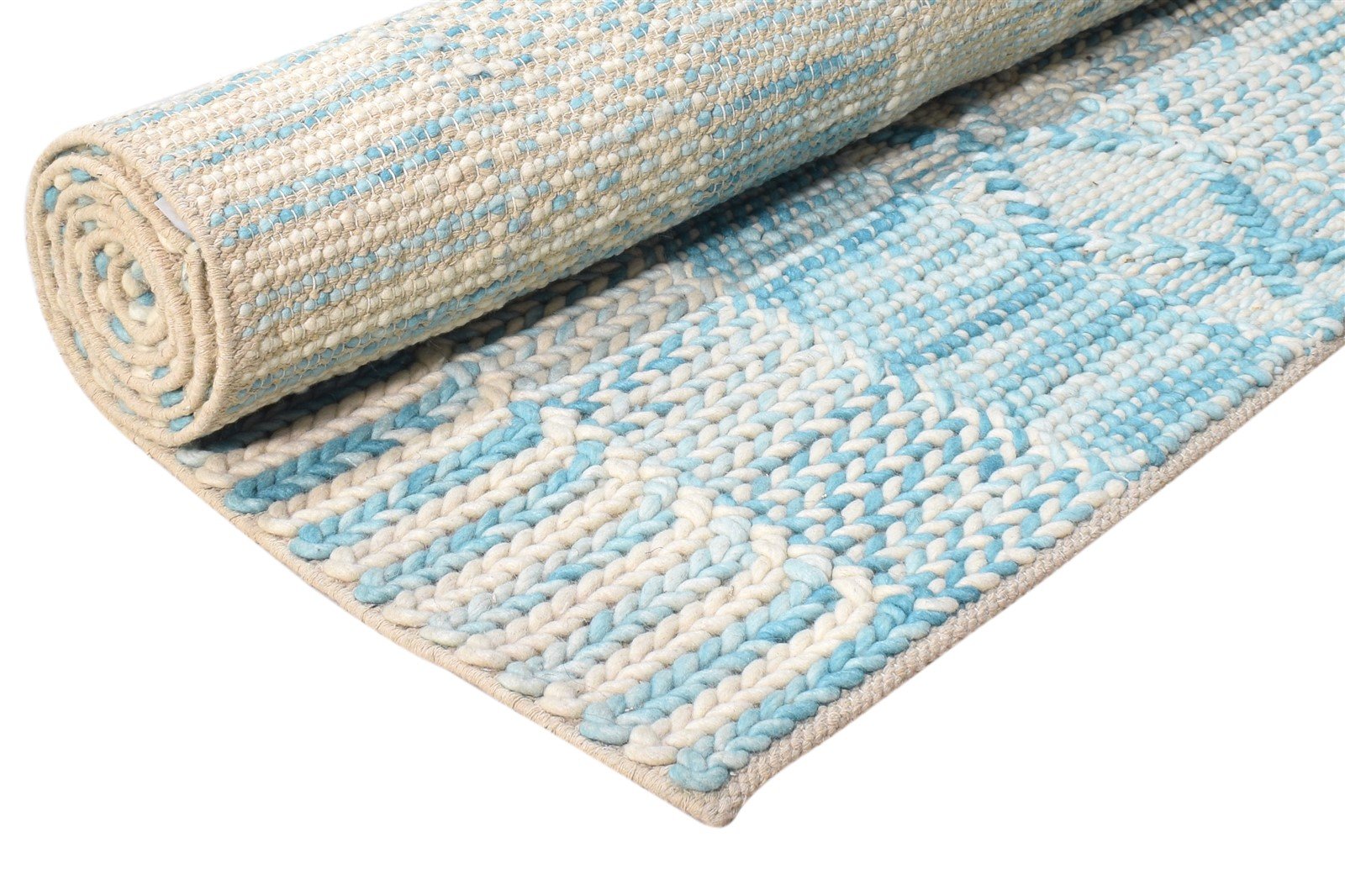 5' X 8' Rug Wool Blue Modern Hand Woven Scandinavian Abstract Room Size Carpet   7865007603861