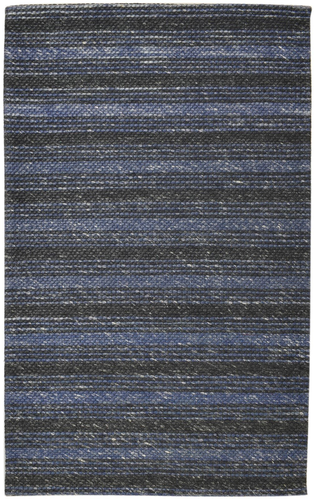 5' X 8' Rug Wool Blue Modern Hand Woven Scandinavian Striped Room Size Carpet   7860680425621