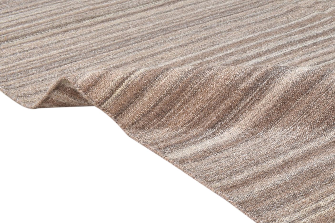 5' X 8' Rug Wool Brown Modern Dhurrie Scandinavian Striped Room Size Carpet   7865170264213