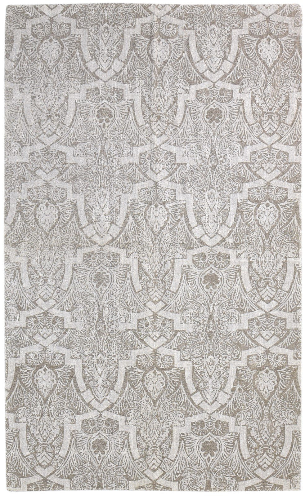 5' X 8' Rug Wool Brown Transitional Dhurrie European Damask Room Size Carpet   7865143066773