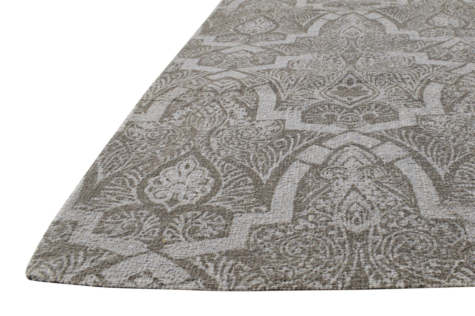 5' X 8' Rug Wool Brown Transitional Dhurrie European Damask Room Size Carpet   7865143066773